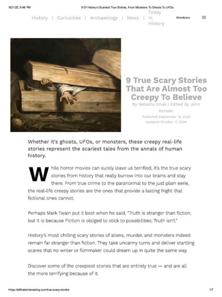 9 Of History's Scariest True Stories, From Monsters To Ghosts To UFOs