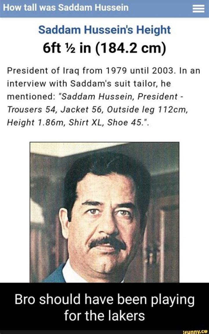 How tall was Saddam Hussein